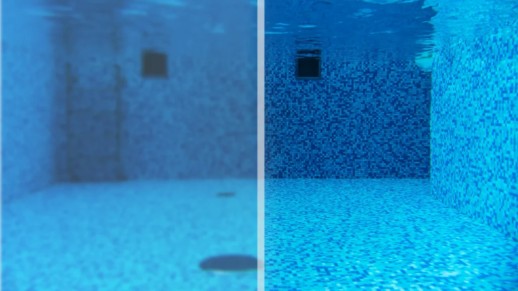 Cloudy pool water due to sunscreen residue in Florida