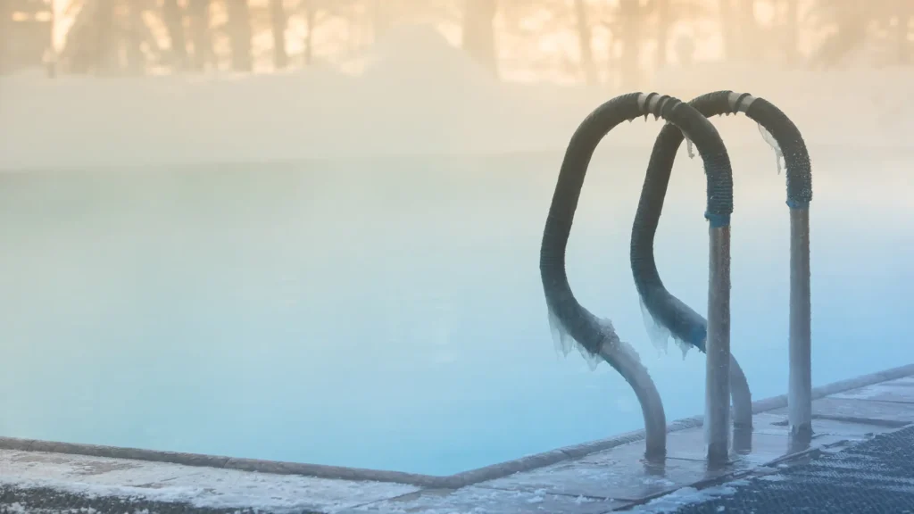Outdoor pool in Florida during winter with clear water