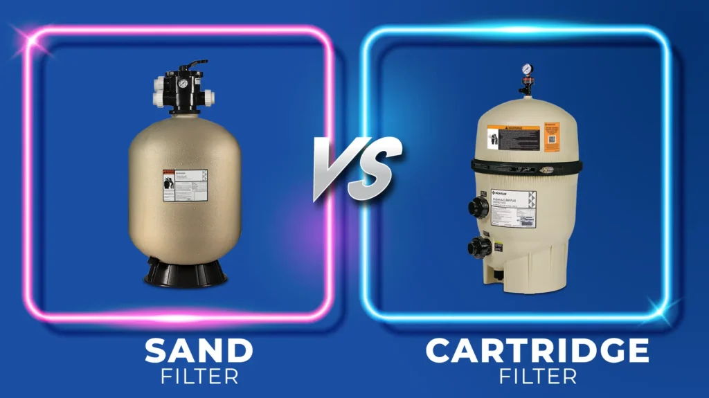 Side-by-side comparison of sand filter vs cartridge filter in Fort Worth, TX