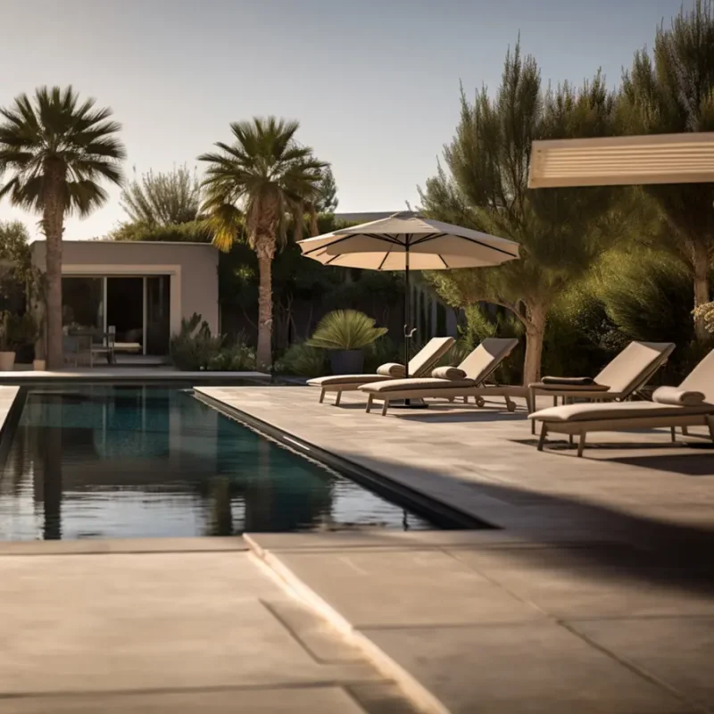 A well-kept commercial pool at a Tucson Airbnb rental