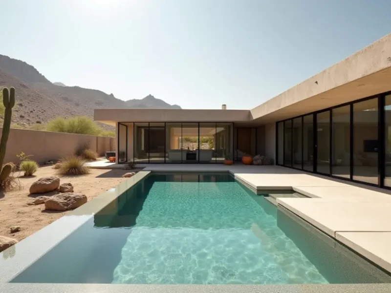 A stunning residential outdoor pool in the middle of the Casa Grande desert, expertly serviced for year-round enjoyment