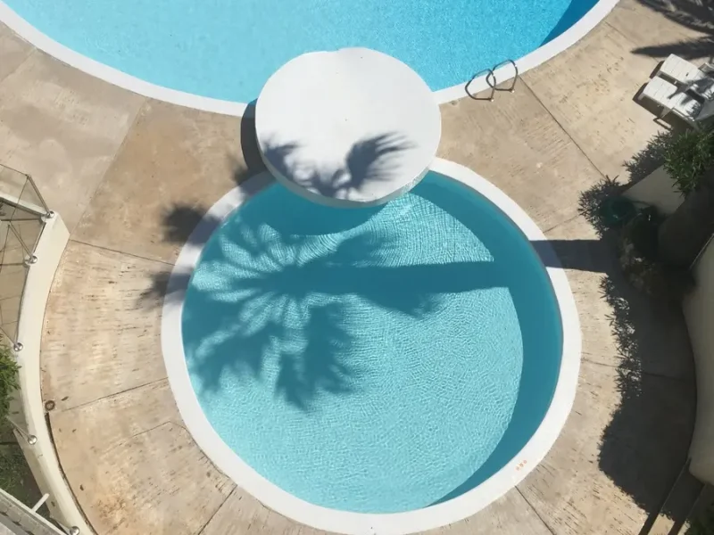Crystal-clear commercial pool and spa with professional cleaning service