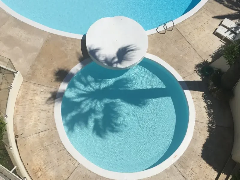 Crystal-clear commercial pool and spa with professional cleaning service