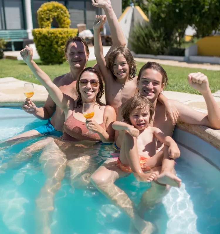 A happy family relaxing together in a spa